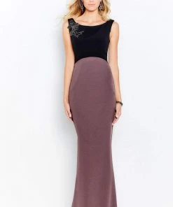 Cameron Blake By Mon Cheri - 120601 Two Toned Scoop Sheath Dress