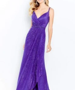 Cameron Blake By Mon Cheri - 120607 Ruched V-Neck Sheath Evening Gown 16 Cameron Blake By Mon Cheri - 120607 Ruched V-Neck Sheath Evening Gown