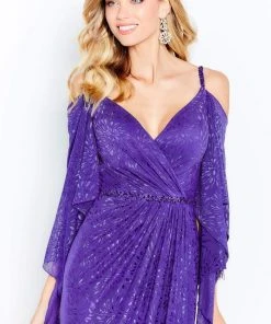 Cameron Blake By Mon Cheri - 120607 Ruched V-Neck Sheath Evening Gown 18 Cameron Blake By Mon Cheri - 120607 Ruched V-Neck Sheath Evening Gown