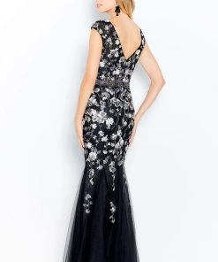 Cameron Blake By Mon Cheri - 120608 Floral Embroidered Trumpet Dress