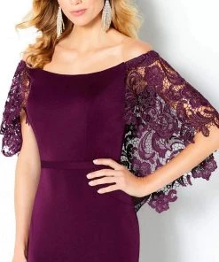 Cameron Blake By Mon Cheri - 220632 Draped Cape Off Shoulder Dress 8 Cameron Blake By Mon Cheri - 220632 Draped Cape Off Shoulder Dress