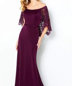 Cameron Blake By Mon Cheri - 220632 Draped Cape Off Shoulder Dress