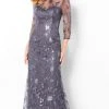 Cameron Blake By Mon Cheri - 220638 Floral Sequined Illusion Dress 2 Cameron Blake By Mon Cheri - 220638 Floral Sequined Illusion Dress