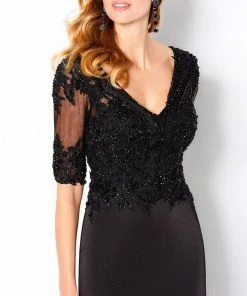 Cameron Blake By Mon Cheri - 220643 Beaded Applique Sheath Dress 7 Cameron Blake By Mon Cheri - 220643 Beaded Applique Sheath Dress