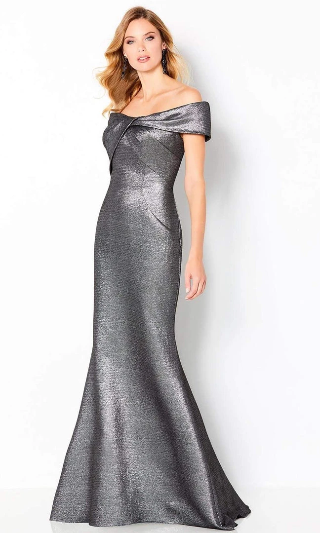 Cameron Blake By Mon Cheri - 220647 Metallic Off Shoulder Dress 3 Cameron Blake By Mon Cheri - 220647 Metallic Off Shoulder Dress