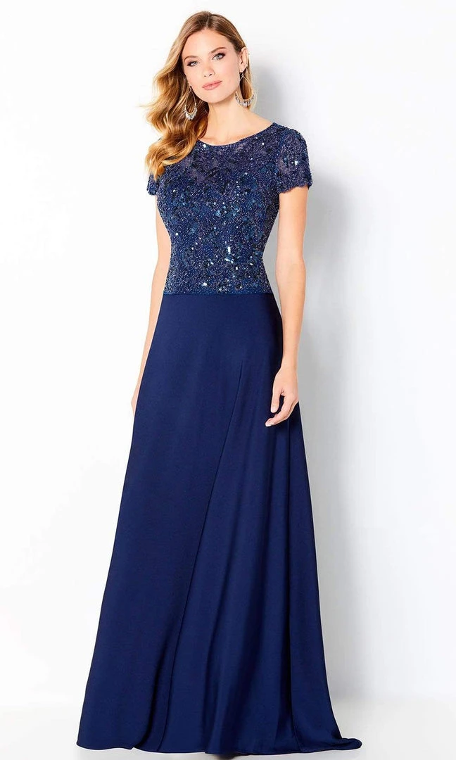 Cameron Blake By Mon Cheri - 220650 Short Sleeve Beaded A-Line Dress 3 Cameron Blake By Mon Cheri - 220650 Short Sleeve Beaded A-Line Dress