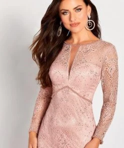 Cameron Blake By Mon Cheri - Bead-Trimmed Allover Lace Gown 119652W - 1 Pc English Rose In Size 18W Available