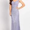 Cameron Blake By Mon Cheri - Ribbon Applique Allover Lace Dress 119643 - 1 Pc Heather In Size 14 Available