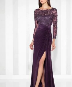 Cameron Blake By Mon Cheri Fit And Flare Gown 117613 - 1 Pc Eggplant In Size 4 And 1 Pc Royal Blue In Size 10 Available
