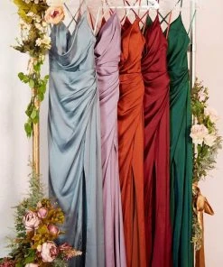 Cinderella Divine - 7479 Draped Bodice Open Back Evening Gown