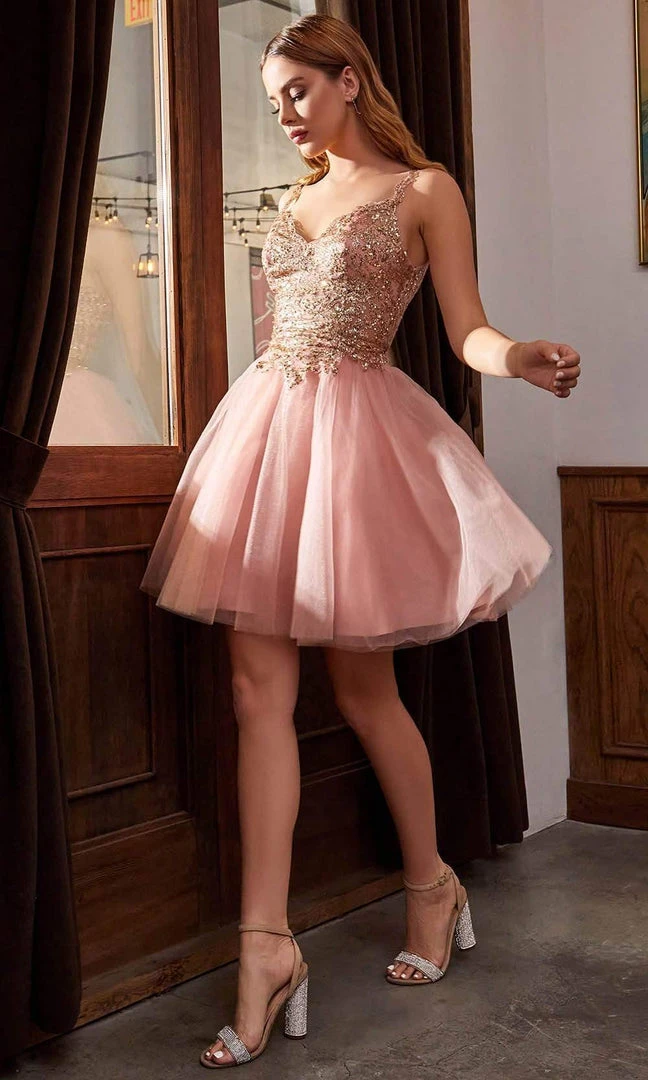 Cinderella Divine - 9239 Embellished V Neck A-line Dress 3 Cinderella Divine - 9239 Embellished V Neck A-line Dress