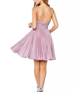 Cinderella Divine - AM391 Plunging V-neck Pleated A-line Dress