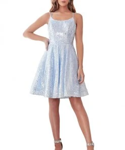 Cinderella Divine - AM398 Shimmering Sequins A-Line Cocktail Dress