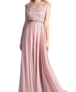 Cinderella Divine - Beaded Lace Illusion Bateau A-line Dress 19 Cinderella Divine - Beaded Lace Illusion Bateau A-line Dress