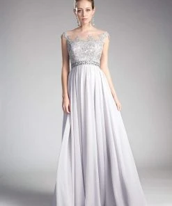 Cinderella Divine - Beaded Lace Illusion Bateau A-line Dress 20 Cinderella Divine - Beaded Lace Illusion Bateau A-line Dress