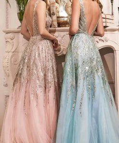 Cinderella Divine C135 - Sequin Sleeveless Prom Dress