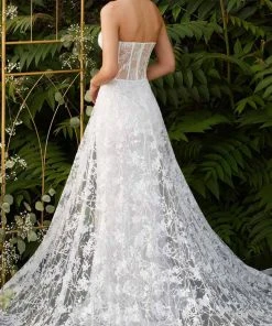 Cinderella Divine - CB046W Applique Sweetheart Gown With Overskirt