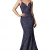 Cinderella Divine - CB054 Glitter Deep V-neck Mermaid Dress