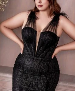 Cinderella Divine CB087C - Sheer Straps Trumpet Gown 7 Cinderella Divine CB087C - Sheer Straps Trumpet Gown