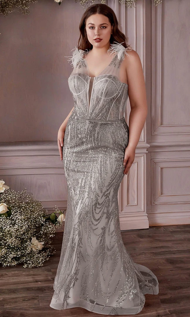 Cinderella Divine CB087C - Sheer Straps Trumpet Gown 4 Cinderella Divine CB087C - Sheer Straps Trumpet Gown