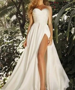 Cinderella Divine - CD0166W Sweetheart High Slit Bridal Dress