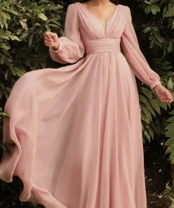 Cinderella Divine CD0192 - Bishop Sleeve Evening Dress 21 Cinderella Divine CD0192 - Bishop Sleeve Evening Dress