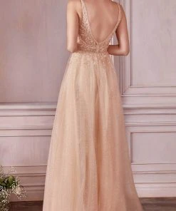 Cinderella Divine CD0196 - Sleeveless V-neck Long Gown
