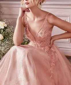 Cinderella Divine CD0196 - Sleeveless V-neck Long Gown