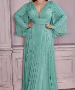 Cinderella Divine CD242C - Bell Sleeve Evening Gown 15 Cinderella Divine CD242C - Bell Sleeve Evening Gown