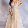 Cinderella Divine - CD940C Plunging V Neck A-Line Gown
