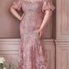 Cinderella Divine CD959C - Embroidered Trumpet Dress