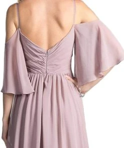 Cinderella Divine - CJ267 Cold Shoulders Flutter Sleeve Evening Dress 9 Cinderella Divine - CJ267 Cold Shoulders Flutter Sleeve Evening Dress