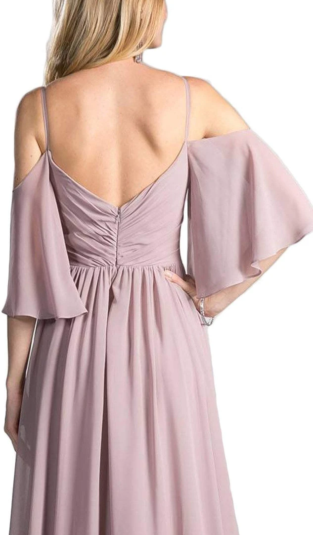 Cinderella Divine - CJ267 Cold Shoulders Flutter Sleeve Evening Dress 6 Cinderella Divine - CJ267 Cold Shoulders Flutter Sleeve Evening Dress