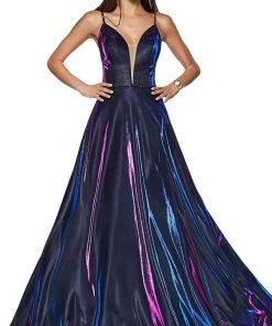 Cinderella Divine - CJ506 Metallic Iridescent Plunging Sweetheart Gown 14 Cinderella Divine - CJ506 Metallic Iridescent Plunging Sweetheart Gown