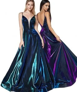 Cinderella Divine - CJ506 Metallic Iridescent Plunging Sweetheart Gown 19 Cinderella Divine - CJ506 Metallic Iridescent Plunging Sweetheart Gown
