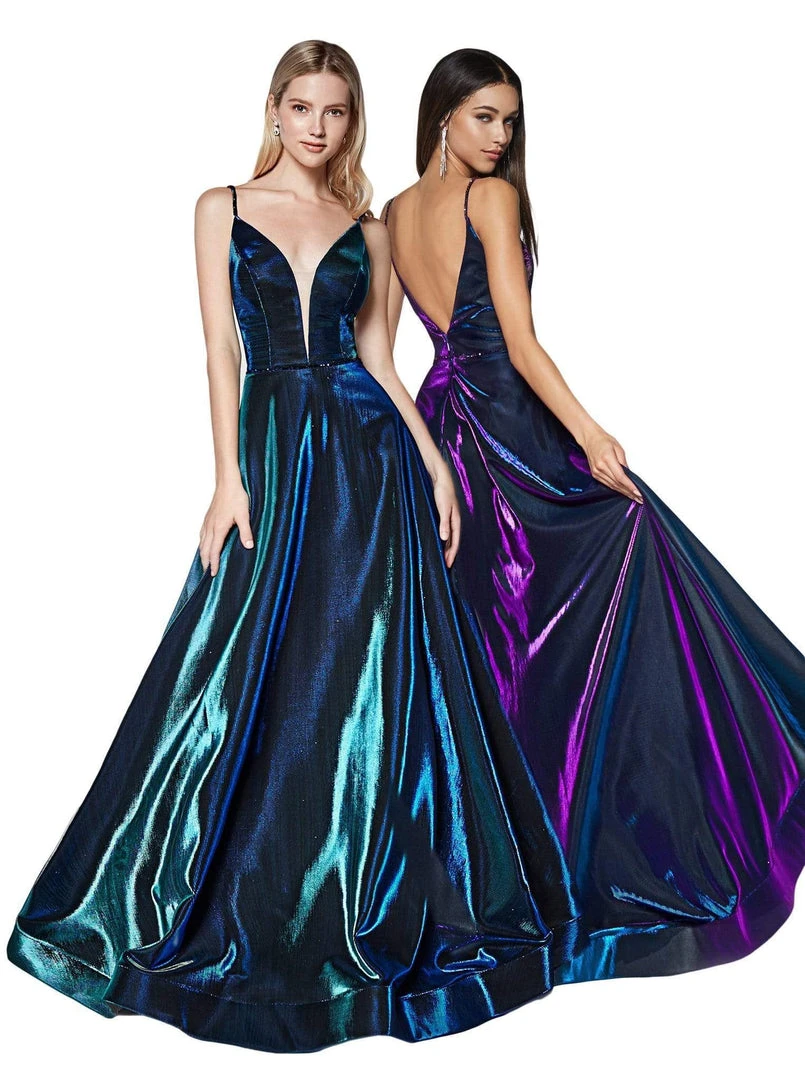 Cinderella Divine - CJ506 Metallic Iridescent Plunging Sweetheart Gown 11 Cinderella Divine - CJ506 Metallic Iridescent Plunging Sweetheart Gown