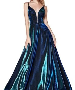 Cinderella Divine - CJ506 Metallic Iridescent Plunging Sweetheart Gown 18 Cinderella Divine - CJ506 Metallic Iridescent Plunging Sweetheart Gown