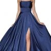 Cinderella Divine - CJ527 Long Crisscross Back Satin A-Line Dress