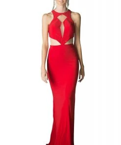 Cinderella Divine - CK66 Jewel Cut-Out Long Sheath Dress