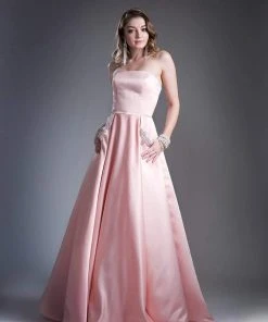Cinderella Divine - Embellished Strapless A-line Evening Dress