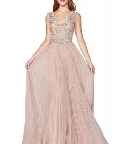 Cinderella Divine - HT011 Beaded And Pleated Long Dress