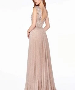 Cinderella Divine - HT011 Beaded And Pleated Long Dress