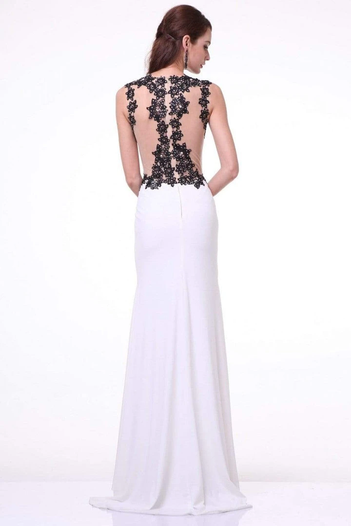 Cinderella Divine - J736 Sheer Back Long Sheath Dress 4 Cinderella Divine - J736 Sheer Back Long Sheath Dress