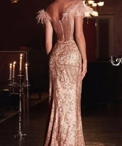Cinderella Divine J824 - Feathered Trumpet Gown 9 Cinderella Divine J824 - Feathered Trumpet Gown