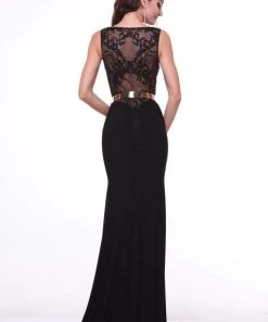 Cinderella Divine - JC4022 Jewel Neck Beaded Long Sheath Dress