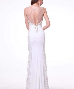 Cinderella Divine - JC4101 Embellished Illusion Sheath Dress