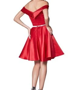 Cinderella Divine - Off-Shoulder Satin Finish A-Line Cocktail Dress CD0140SC - 1 Pc Champagne In Size M Available 8 Cinderella Divine - Off-Shoulder Satin Finish A-Line Cocktail Dress CD0140SC - 1 Pc Champagne In Size M Available