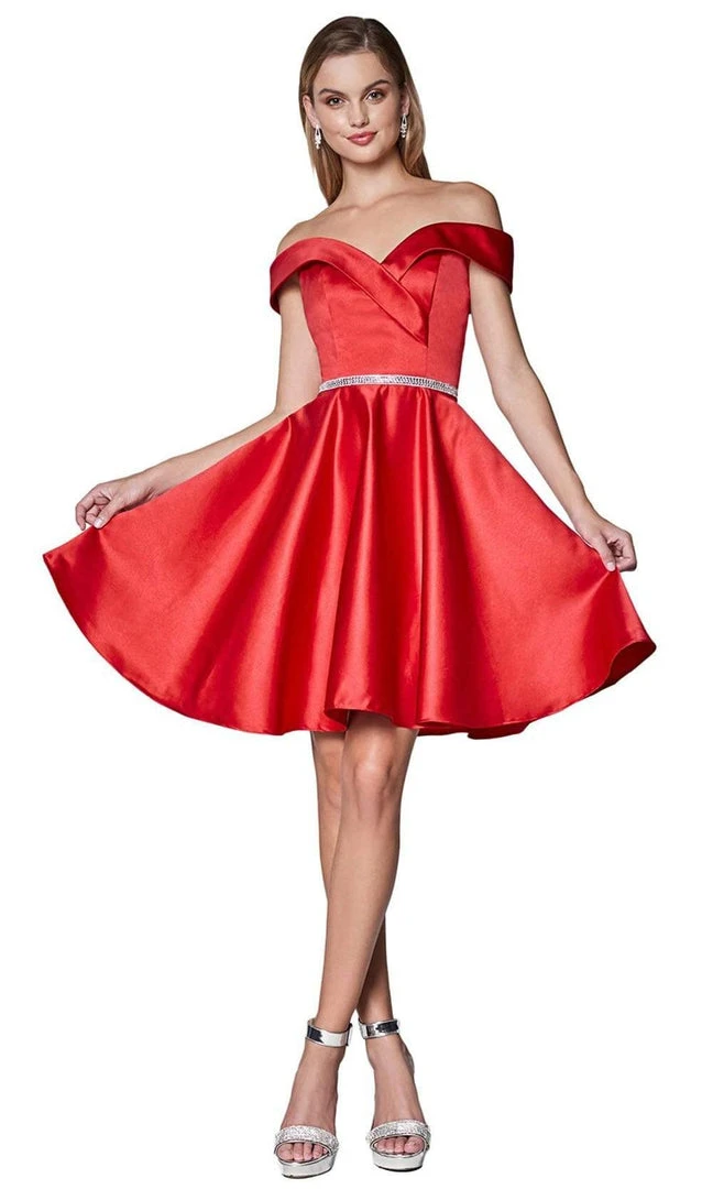 Cinderella Divine - Off-Shoulder Satin Finish A-Line Cocktail Dress CD0140SC - 1 Pc Champagne In Size M Available 3 Cinderella Divine - Off-Shoulder Satin Finish A-Line Cocktail Dress CD0140SC - 1 Pc Champagne In Size M Available