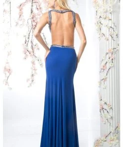 Cinderella Divine - S5236 Open Back Beaded Long Dress 5 Cinderella Divine - S5236 Open Back Beaded Long Dress
