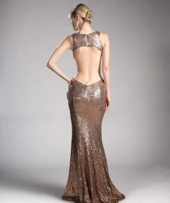 Cinderella Divine - Sequined Plunging Fitted Evening Gown